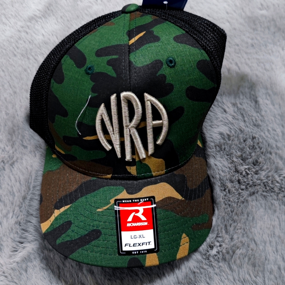 NRA Green Camouflage M81 FLEXFIT MESH CAP LG/XL